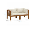 Luna 2pc Modular Outdoor Sofa, Cream 27 Inch Slatted Solid Acacia Wood