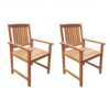 Dusk Outdoor Chairs Set of 2, Slatted Natural Brown Acacia Wood