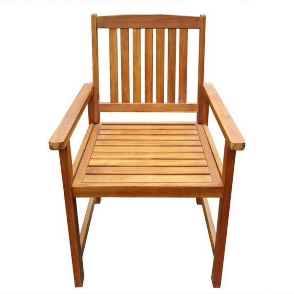 Dusk Outdoor Chairs Set of 2, Slatted Natural Brown Acacia Wood