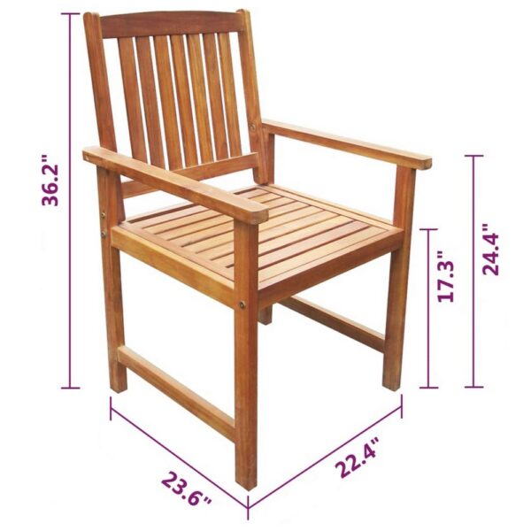 Dusk Outdoor Chairs Set of 2, Slatted Natural Brown Acacia Wood