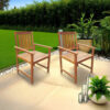 Dusk Outdoor Chairs Set of 2, Slatted Natural Brown Acacia Wood