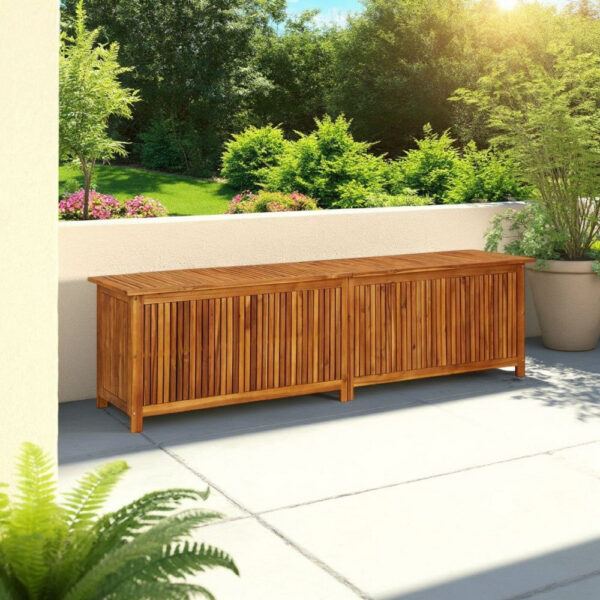 Misty Outdoor Storage Box, 79 Inch Natural Brown Solid Acacia Wood