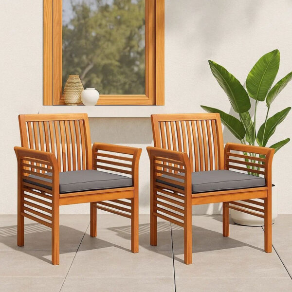 150220266992089840792.jpeg Kim Outdoor Set of 2, Geay Seat Armchair, Brown Acacia Wood