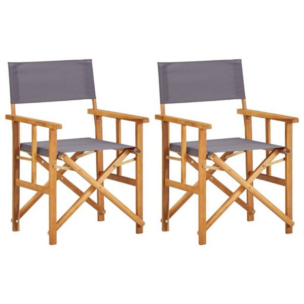 150220266992089dc887f.jpeg Outdoor Folding Directors Accent Set of 2, Gray, Acacia Wood