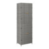 Outdoor Garden 71 Inch Tall Storage Cabinet, 2 Doors, Gray Rattan