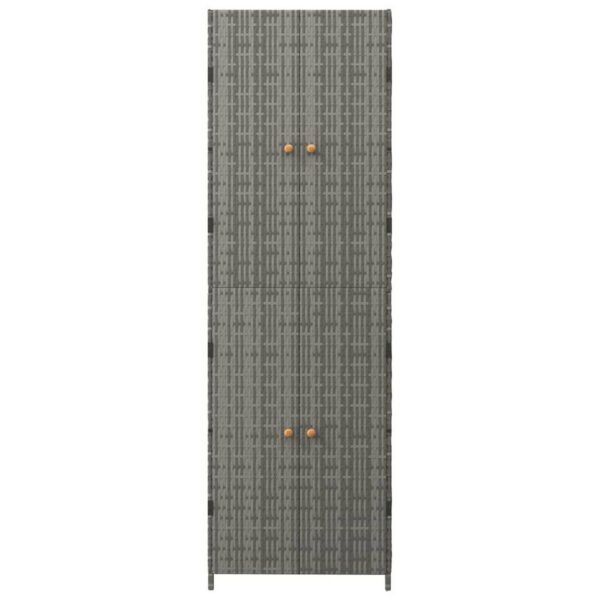 Outdoor Garden 71 Inch Tall Storage Cabinet, 2 Doors, Gray Rattan