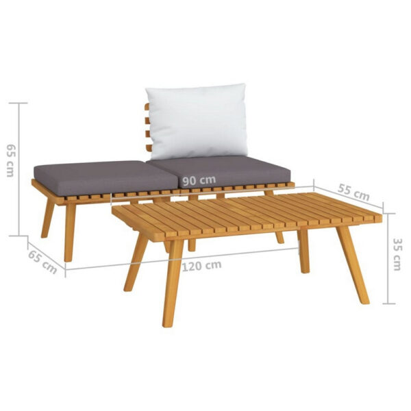 Roma 3pc Modular Outdoor Sofa and Coffee Table Set, Solid Wood, Gray
