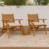 Outdoor Set of 2, Slatted Design, Acacia Wood, Brown Finish