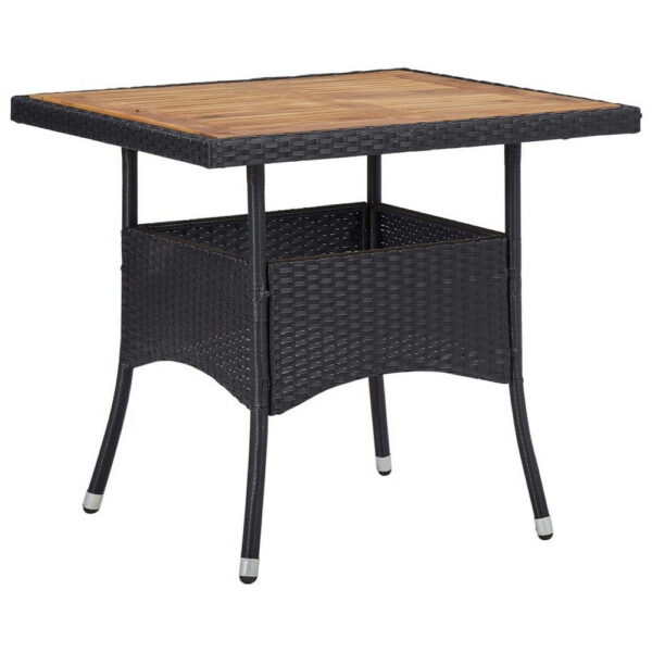 1502202669920945b1eb1.jpeg Outdoor Dining Table, 31 Inch Square Acacia Wood Top Black Rattan Base