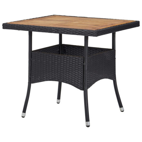 150220266992094911d0c.jpeg Outdoor Dining Table, 31 Inch Square Acacia Wood Top Black Rattan Base