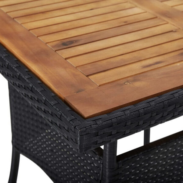 150220266992094ab0880.jpeg Outdoor Dining Table, 31 Inch Square Acacia Wood Top Black Rattan Base