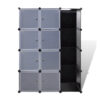 Modular Cabinet, 8 Storage n Hanging Compartments, Black White 59 Inch