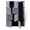 Modular Cabinet, 8 Storage n Hanging Compartments, Black White 59 Inch