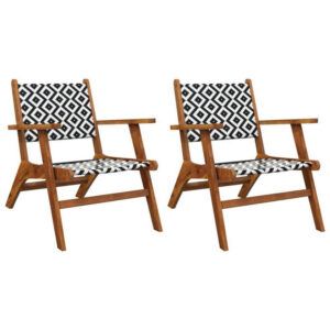 150220266992096a3adc1.jpeg Outdoor Set of 2, Black White Print, Brown Solid Acacia Wood