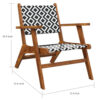 Outdoor Set of 2, Black White Print, Brown Solid Acacia Wood