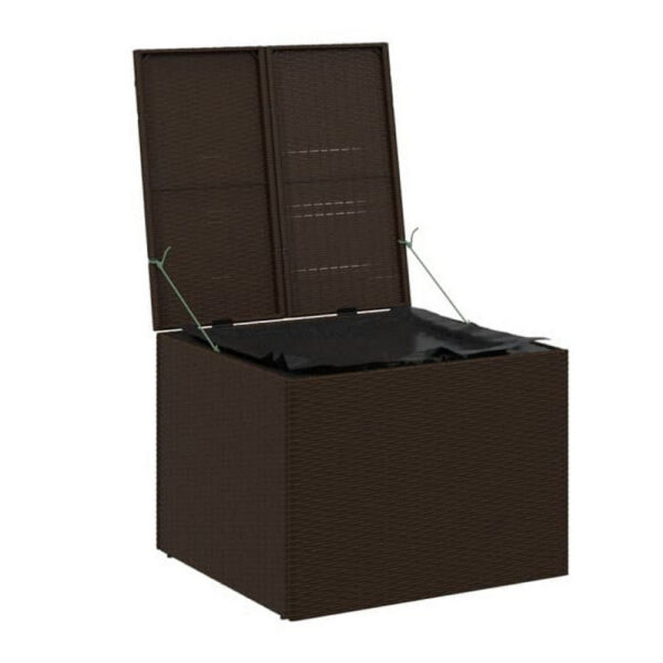 Outdoor Garden Storage Box, Removable Bag, Brown Poly Rattan Woven