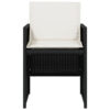 Outdoor Set of 4 with White Cushions, Black Rattan Woven Frame