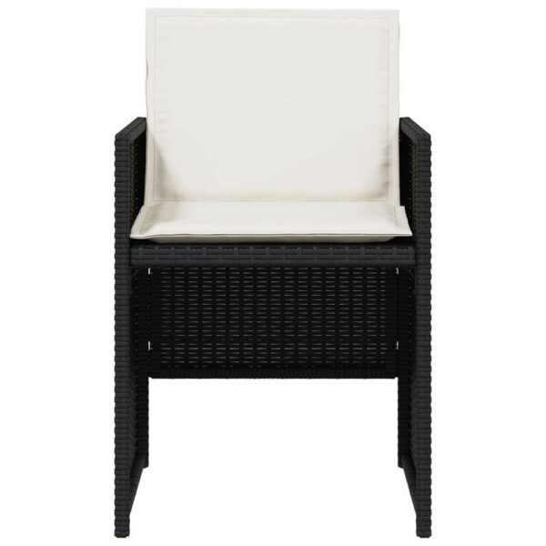 Outdoor Set of 4 with White Cushions, Black Rattan Woven Frame