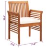 Kim Outdoor Dining Set of 2, Brown Acacia Wood, Cream Cushions