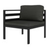 Shina 3pc Outdoor Modular Sofa Set, Black Metal, Dark Gray Cushions