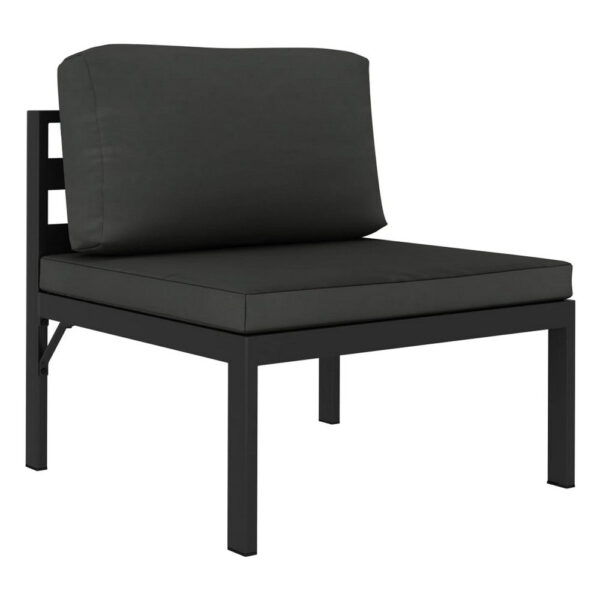 Shina 3pc Outdoor Modular Sofa Set, Black Metal, Dark Gray Cushions