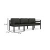 Shina 3pc Outdoor Modular Sofa Set, Black Metal, Dark Gray Cushions