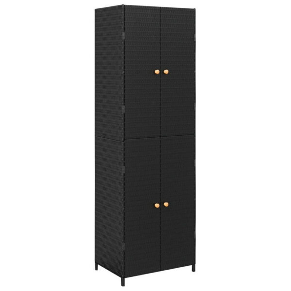 Elix Outdoor Storage Cabinet with 4 Compartment, 71 Inch Black Rattan