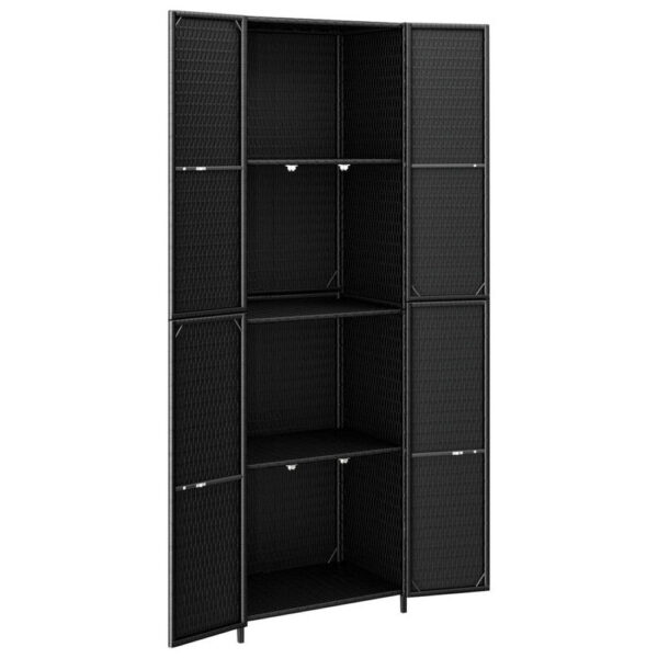 Elix Outdoor Storage Cabinet with 4 Compartment, 71 Inch Black Rattan