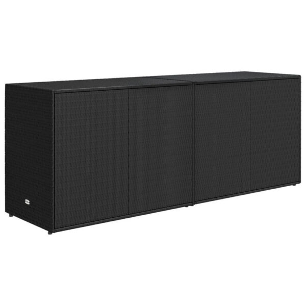 Elix Outdoor Storage Cabinet Chest, 78 Inch Wide Black Rattan, Brown