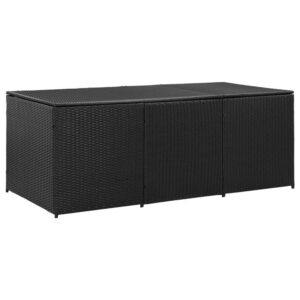 Outdoor Storage Box with Gas Lift, 71 Inch Rectangular, Black Rattan