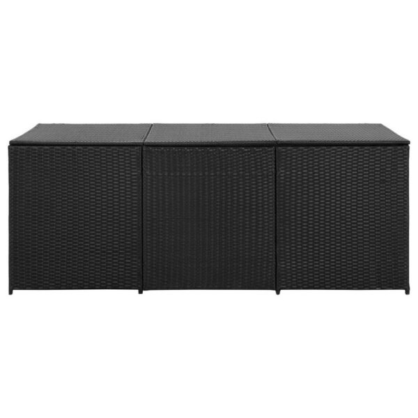 Outdoor Storage Box with Gas Lift, 71 Inch Rectangular, Black Rattan