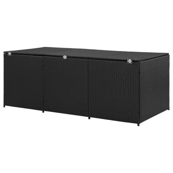 Outdoor Storage Box with Gas Lift, 71 Inch Rectangular, Black Rattan