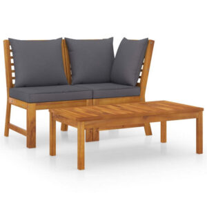 15022026699209e74a386.jpeg Kio 3pc Outdoor Sofa and Coffee Table Set Dark Gray, Solid Acacia Wood