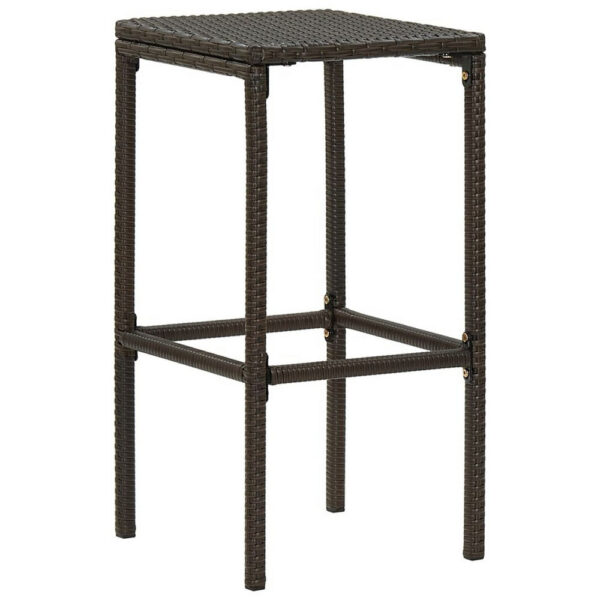 Vian Outdoor Barstool Set of 4, Brown Poly Rattan, Cream Polyester