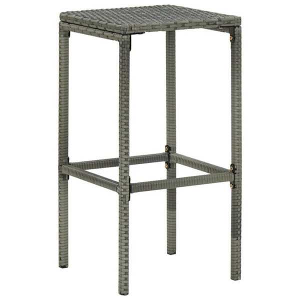 Vian Outdoor Barstool Set of 4, Gray Poly Rattan and Polyester Seats