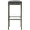 Vian Outdoor Barstool Set of 4, Gray Poly Rattan and Polyester Seats