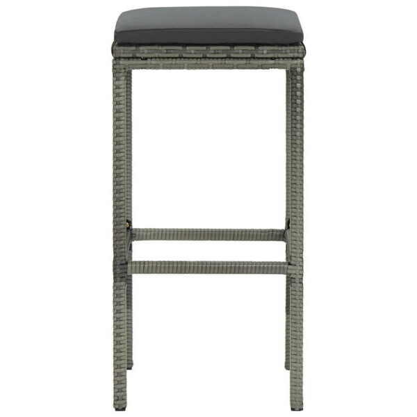 Vian Outdoor Barstool Set of 4, Gray Poly Rattan and Polyester Seats