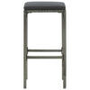 Vian Outdoor Barstool Set of 4, Gray Poly Rattan and Polyester Seats