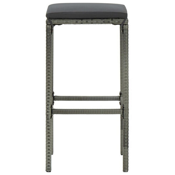 Vian Outdoor Barstool Set of 4, Gray Poly Rattan and Polyester Seats