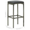 Vian Outdoor Barstool Set of 4, Gray Poly Rattan and Polyester Seats