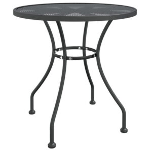 Yoko Outdoor Breakfast Table, Dark Gray Mesh Iron, Round 32 Inch Top