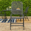 Zofi Folding Outdoor Dining Set of 4, Dark Gray Iron Mesh Frame