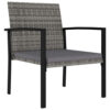 Outdoor Dining Set of 4, Gray Poly Rattan, Black Steel Frame