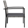 Outdoor Dining Set of 4, Gray Poly Rattan, Black Steel Frame