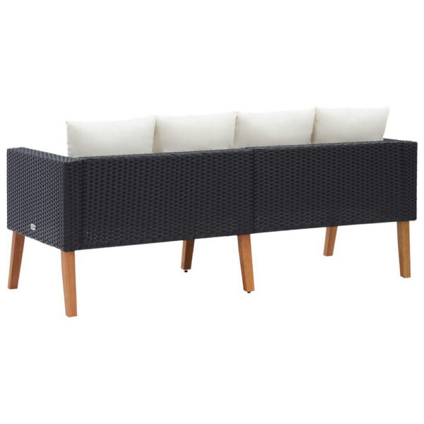 Joy Outdoor 2 Seater Sofa, White Cushion, Black Poly Rattan, 65 Inch
