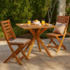 Outdoor Breakfast Bistro Table, Square 34 Inch Brown Solid Acacia Wood