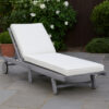 Outdoor Sun Chaise Lounger, Gray Solid Acacia Wood, Casters, 78 Inch