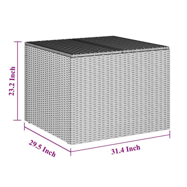 Outdoor Garden Storage Chest, Gray Poly Rattan, Powder Coated Steel