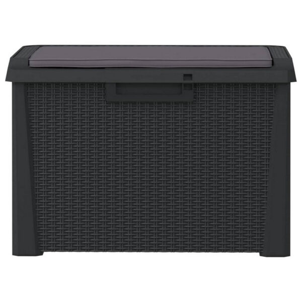 Reina Outdoor Storage Box, Cushion Seat, Dark Gray Polypropylene