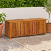 Outdoor Storage Chest with Inner Bag, Brown Solid Acacia Wood, 59 Inch